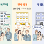 신혼부부를 위한 행복주택, 전세임대, 매입임대 주거지원 정책 비교 인포그래픽